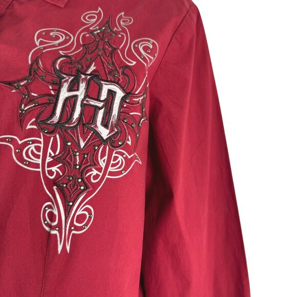 Harley Davidson Button Front Shirt Womens Medium Embroidered Studded NWT TP-3460 - Picture 5 of 12